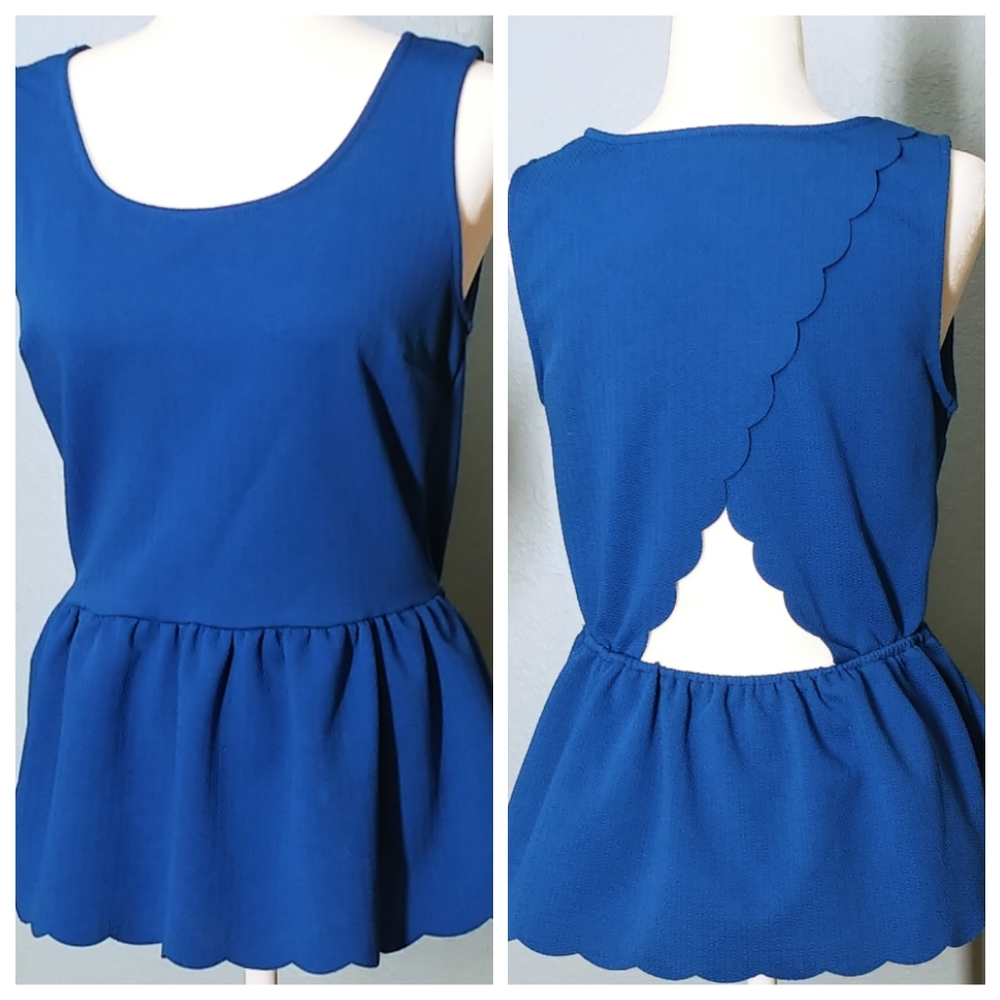 Charming Charlie inblue with scallop trimmings top